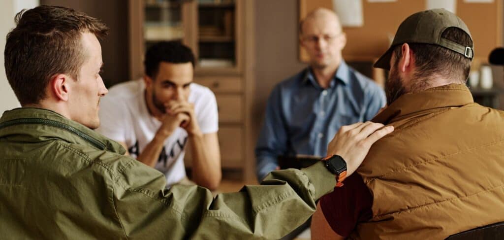 Men attending a residential rehab program in Massachusetts.