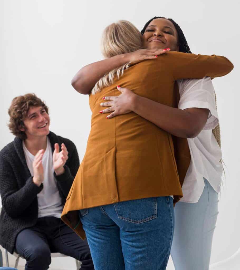 Supportive group therapy setting at a residential rehab in Massachusetts.