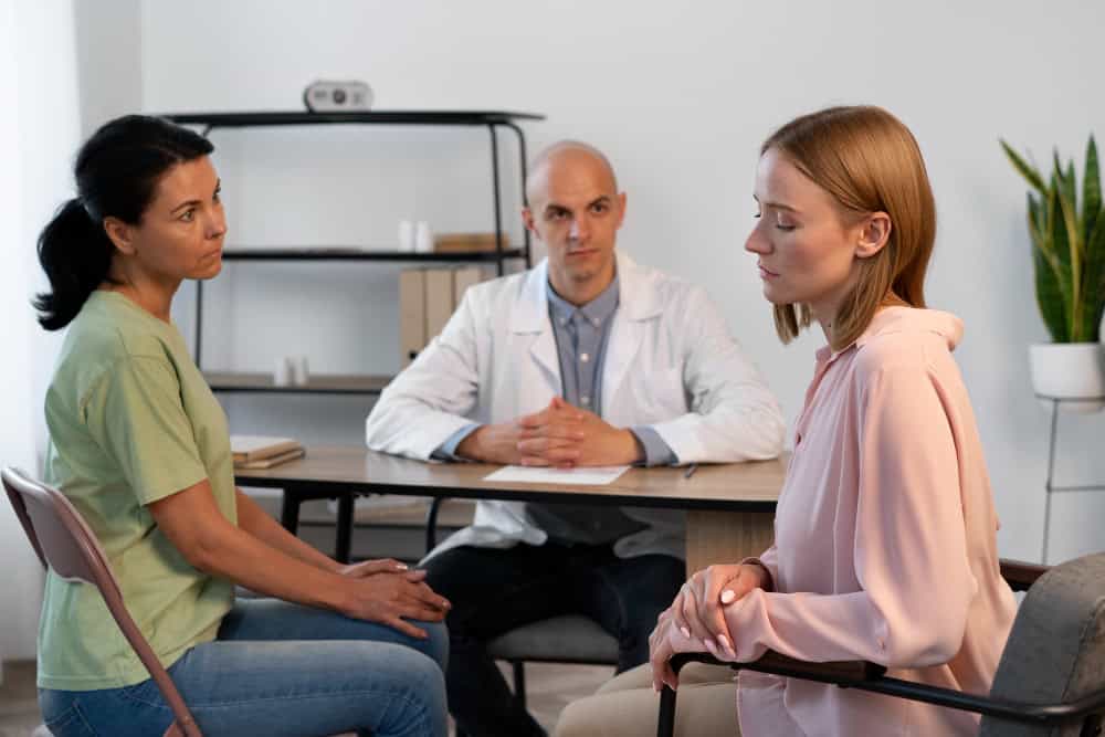 Woman receiving compassionate support while exploring whether she may need mental health treatment at Brook Behavioral Health.